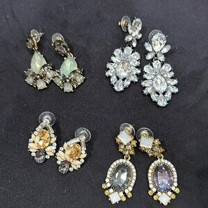 Lot of 4 crystal embellished earrings. EUC